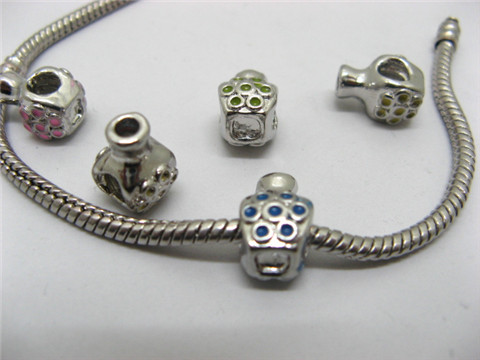 50 Colourful Alloy Vase Thread Pandora beads ac-sp537 50 Colourful Alloy Vase Thread Pandora beads ac-sp537