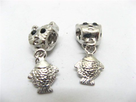 20 Alloy Cat Thread Pandora beads with fish Dangle ac-sp552 20 Alloy Cat Thread Pandora beads with fish Dangle ac-sp552