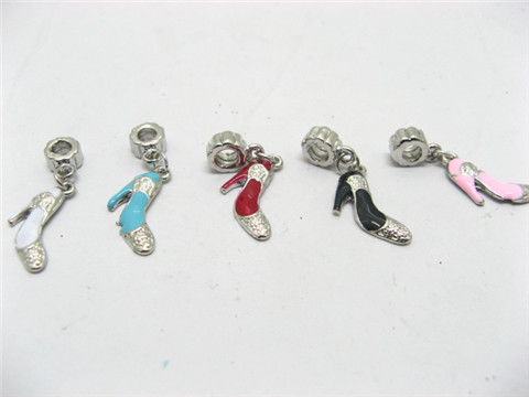 50 Alloy Thread Pandora beads with High-heel Shoe Dangle ac- 50 Alloy Thread Pandora beads with High-heel Shoe Dangle ac-