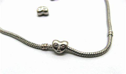 10 Metal Love Heart Thread European Beads ac-sp558 - Click Image to Close