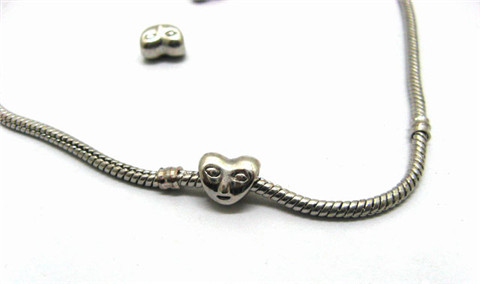 50 Metal Love Heart Thread Pandora beads ac-sp558 50 Metal Love Heart Thread Pandora beads ac-sp558