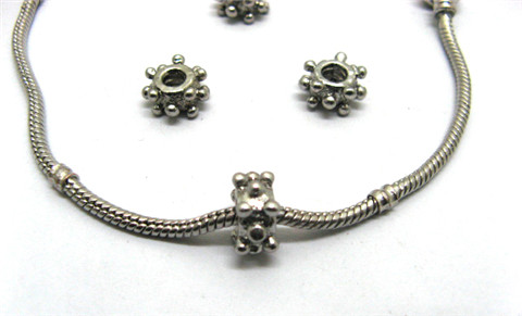 50 Metal Dotted Barrel Thread Pandora beads ac-sp572 50 Metal Dotted Barrel Thread Pandora beads ac-sp572