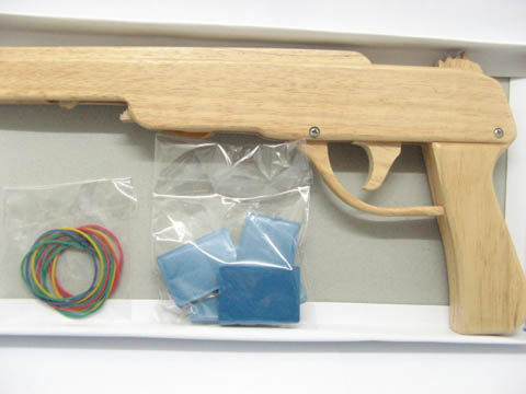 10X Wooden Rubber Band Toy Gun 31cm long toy-w72 - Click Image to Close
