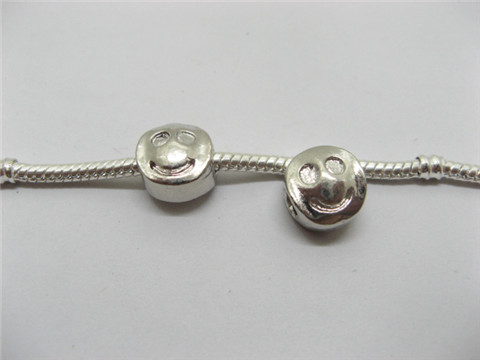 20 Alloy Smile face Thread European Beads pa-m87 - Click Image to Close
