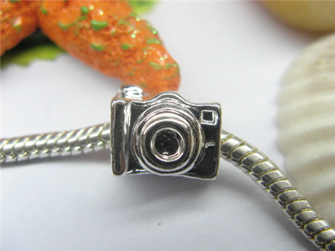 10 Silver Camera Thread European Beads pa-m197 - Click Image to Close