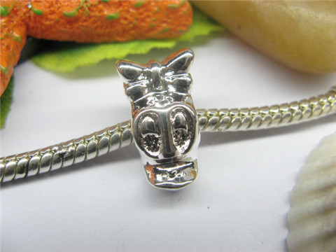 10 Silver Mouse Thread European Beads pa-m202 - Click Image to Close