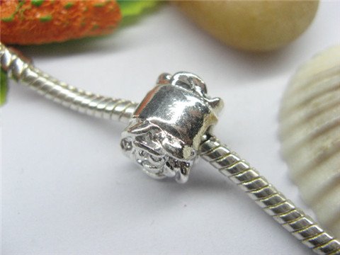 10 Silver Flower Thread European Beads pa-m208 - Click Image to Close