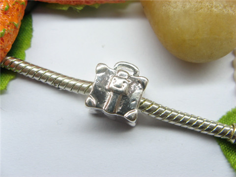 10 Silver Lock Thread European Beads pa-m221 - Click Image to Close