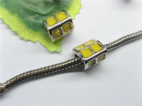 20 Alloy Yellow Enamel Thread European Beads pa-m231 - Click Image to Close