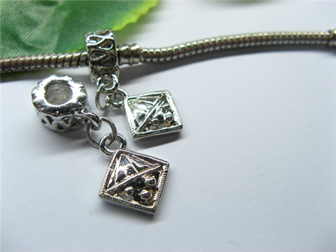 20 Alloy Thread European Beads with Square Dangle pa-m239 - Click Image to Close