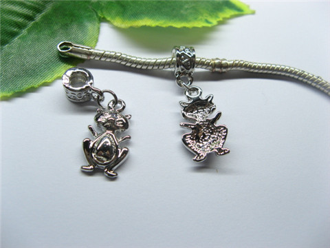 20 Alloy Thread European Beads with Frog Dangle pa-m244 - Click Image to Close
