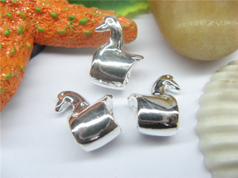 20 Silver Swan Thread European Beads pa-m258 - Click Image to Close
