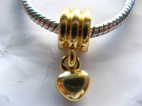 50X 18K Gold Pandora Thread Beads Heart Dangle 50X 18K Gold Pandora Thread Beads Heart Dangle