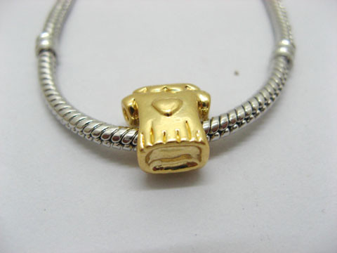 50X18K Gold Plated Pandora T-shirt Shaped Thread Beads - Click Image to Close
