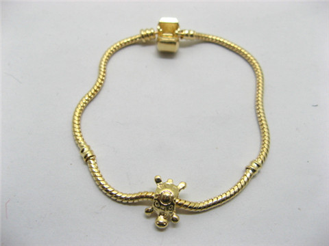 4Pcs 18K Gold European Bracelets Charms Bead Length 18cm Wholes - Click Image to Close