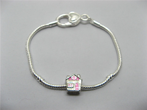 4Pcs Sliver Heart Clasp European Bracelet 21cm ac-str219 - Click Image to Close
