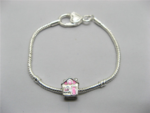 4Pcs Sliver Heart Clasp European Bracelet 20cm ac-str221 - Click Image to Close
