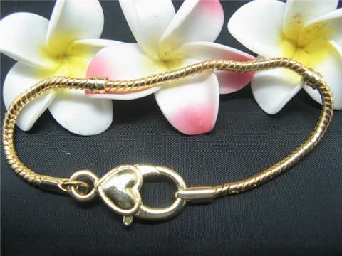 1 Golden Plated Heart Clasp European Bracelets 20cm - Click Image to Close