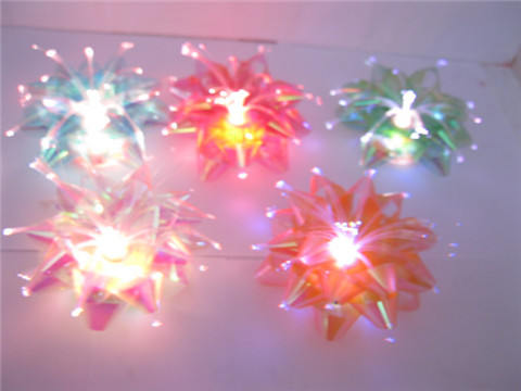 24 Flashing Optical Fiber Flower Glowing Bow Mixed Color - Click Image to Close