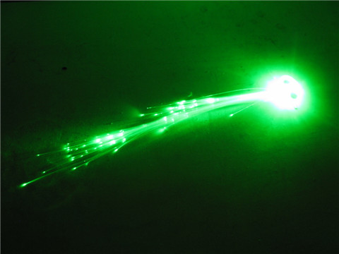 12 Light Up LED Fiber Optic Hair Clips - Green - Click Image to Close
