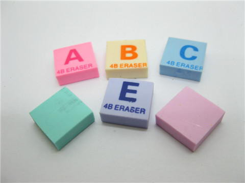 54Pack X 6Pcs New Square Cube ABC Erasers Mixed - Click Image to Close
