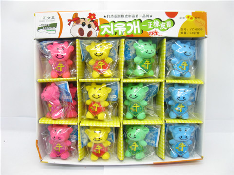 24X New Lovely Ox Shaped Erasers Mixed Colour - Click Image to Close