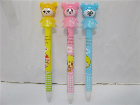 36Pcs Automatic Ball Point Pens w/Girl on Top Mixed Colour - Click Image to Close