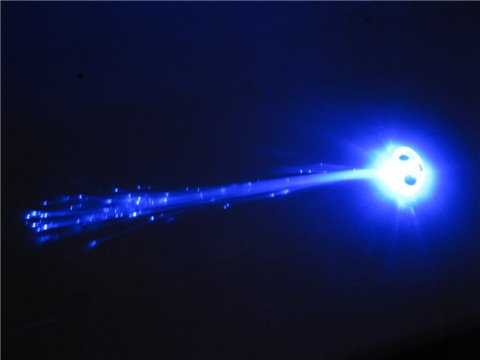 12 Light Up LED Fiber Optic Hair Clips - Blue - Click Image to Close