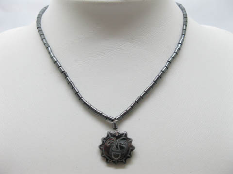 24 Fashion Hematite Necklaces with Sun God Pendant - Click Image to Close