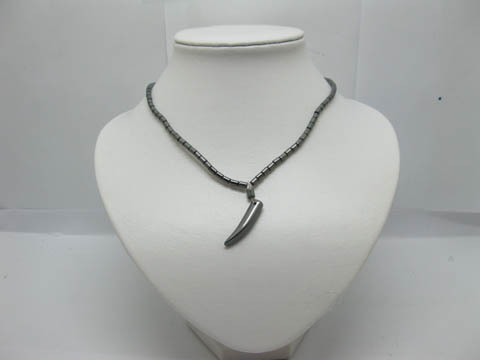 12 Hematite Beaded Necklaces Ivory Pendants 12 Hematite Beaded Necklaces Ivory Pendants