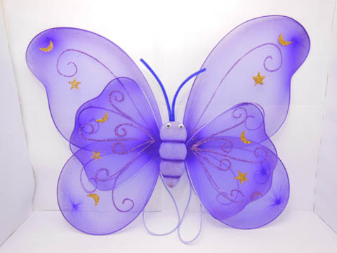 10X New Purple Butterfly Fairy Wings Dress-up with Star - Click Image to Close
