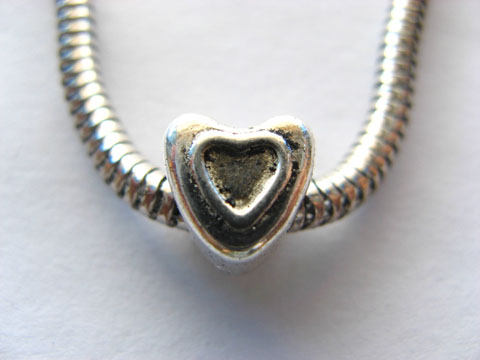 100 Alloy Pandora Heart Shaped Beads - Click Image to Close