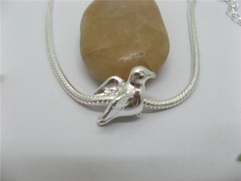 20 Silver Plated Metal Bird Thread European Beads Wholesale - Click Image to Close