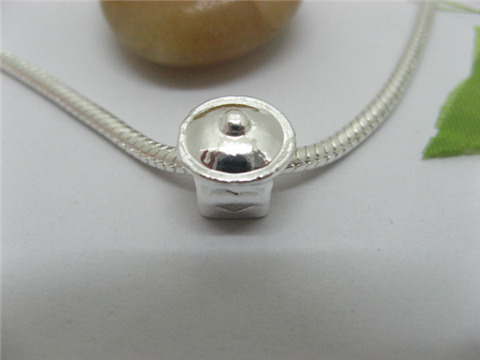 20 Silver Hat Thread European Beads pa-m112 - Click Image to Close