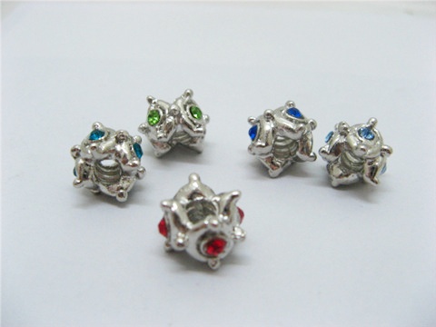 20 Metal European Thread Beads with Rhinestone pa-m124 - Click Image to Close