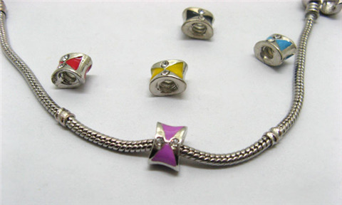 20 Metal Enamel Thread European Beads - Click Image to Close