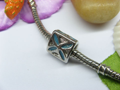 10 Blue Enamel Metal Thread European Beads pa-m177 - Click Image to Close