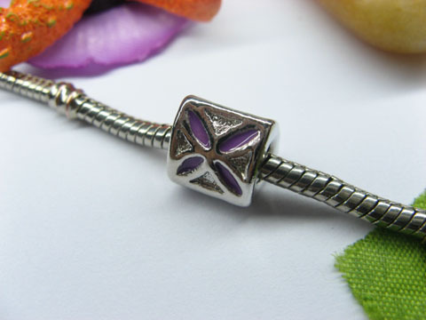 10 Purple Enamel Metal Thread European Beads pa-m178 - Click Image to Close