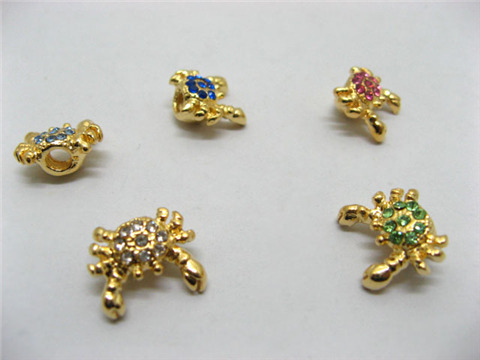 20 Golden Plated Crab Thread European Beads - Click Image to Close