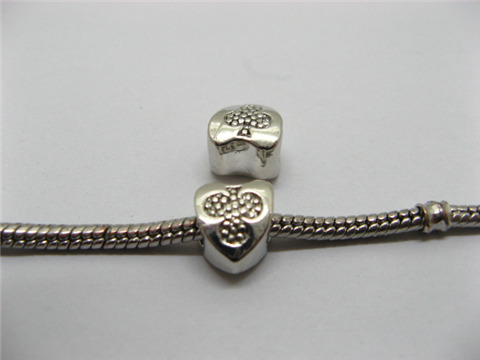 20 Alloy Heart Thread European Beads pa-m38 - Click Image to Close