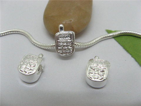 20 Silver Mobile Phone Thread European Beads pa-m99 - Click Image to Close