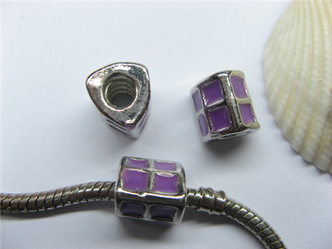 10 Purple Enamel Metal Thread European Beads pa-m184 - Click Image to Close