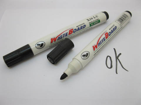 100 Bulk New Erasing Whiteboard Marker Pens Black - Click Image to Close