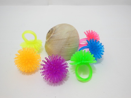100 New Soft Spiked Ball Ring Mixed Color - Click Image to Close