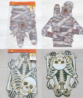 10 Paper Skeleton Skull Scary Mummy Scary Decorative Toy - Click Image to Close