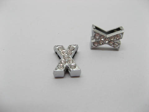 10 Fashion Rhinestone Letter "X" Beads Collar Charms - Click Image to Close