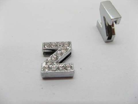 10 Fashion Rhinestone Letter "Z" Beads Collar Charms - Click Image to Close