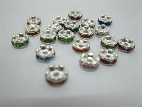 20Pcs Rhinestone Rondelle Spacers Beads 6x3mm Mixed - Click Image to Close