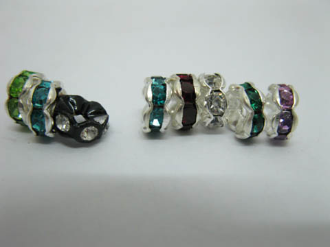 20X Rhinestone Rondelle Spacers Beads 7x3mm Mixed - Click Image to Close