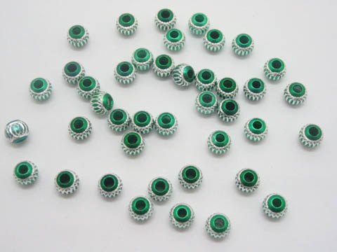200 Green Aluminium Filigree round Beads be-a9 200 Green Aluminium Filigree round Beads be-a9